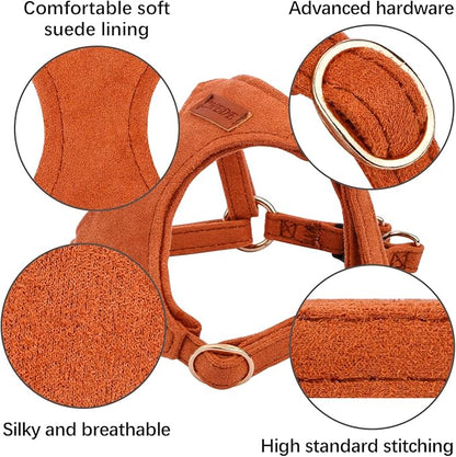 CHEDE No Pull Puppy Harness and Multifunction Dog Leash Set- 8 Colors Soft Adjustable No Choke Escape Proof Cute,Lightweight Pet Vest Harness for Small and Medium Dog (XXS, Khaki)