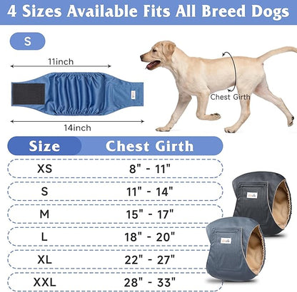 5 Pack Dog Diapers Male Reusable, Premium Belly Bands for Dogs, High Absorbing Male Dog Pee Wraps for Doggie in Incontinence or Excitable Urination and Training Gray L