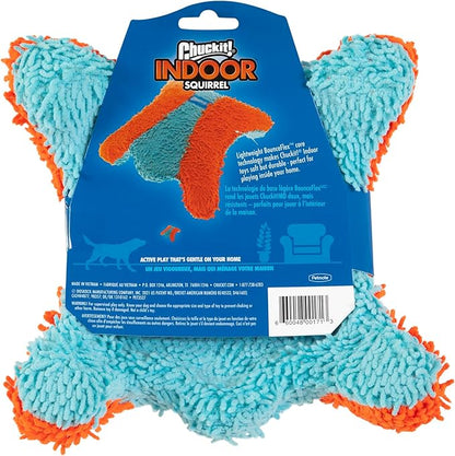 Chuckit! Indoor Fetch Squirrel Toy for Dogs - Interactive Dog Toys for Boredom, Orange and Blue