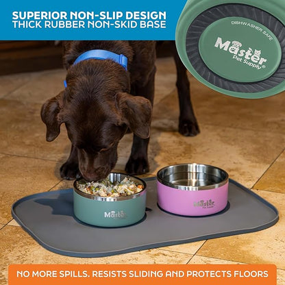 Master Pet Supply Stainless Steel Dog Bowls - 32 oz, Heavy Duty - Camo Patrol, Double Wall Extra-Thick Insulated, Non-Slip Pet Water Bowl for Dogs, Cats & Pets, Anti Rust Metal, Dish Washer Safe