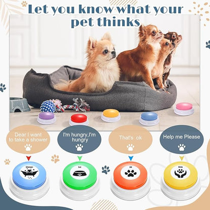 Jerify 16 Pcs Voice Recordable Dog Buttons for Communication Pet Cat Talking Buttons with Stickers 30 Seconds Interactive Speech Training Buzzers for Cat Pet Dog(Fresh Colors)