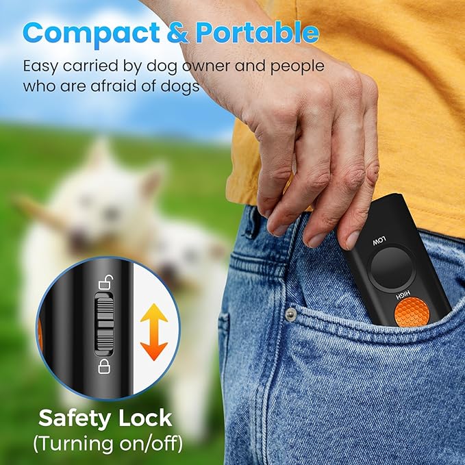 Dog Bark Deterrent Device, Anti Barking Device for Dogs Training Indoor Outdoor No More Bark Ultrasonic 2X Effective Emitters 50ft Range to Stop Neighbors Dog Barking Rechargeable for All Dogs