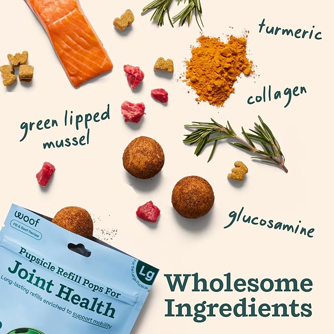WOOF Hip & Joint Pupsicle Refill Pops - Dog Supplement for the Pupsicle Toy to Support Joint Health, Recovery, and Mobility - Small Pops