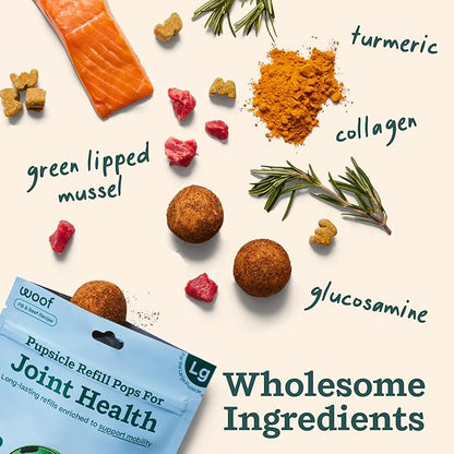 WOOF Hip & Joint Pupsicle Refill Pops - Dog Supplement for the Pupsicle Toy to Support Joint Health, Recovery, and Mobility - Small Pops