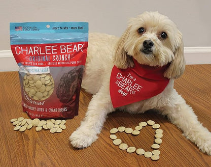 Charlee Bear Original Crunch Dog Treats,Turkey Liver and Cranberries Resealable Bag,Low Calorie Training Treats for Dogs,Limited Ingredient,Healthy,Crunchy Dog Snacks,Made in USA,16 Ounce (Pack of 2)