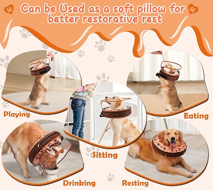 Soft Inflatable Dog Donut Collar - Medium Dog Cone for Post-Surgery Recovery