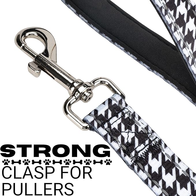 EcoBark Dog Leash - Soft & Reflective Comfort Leash with Padded Handle - Safe, Strong, & Durable for Small, Medium or Large Dogs (Houndstooth)