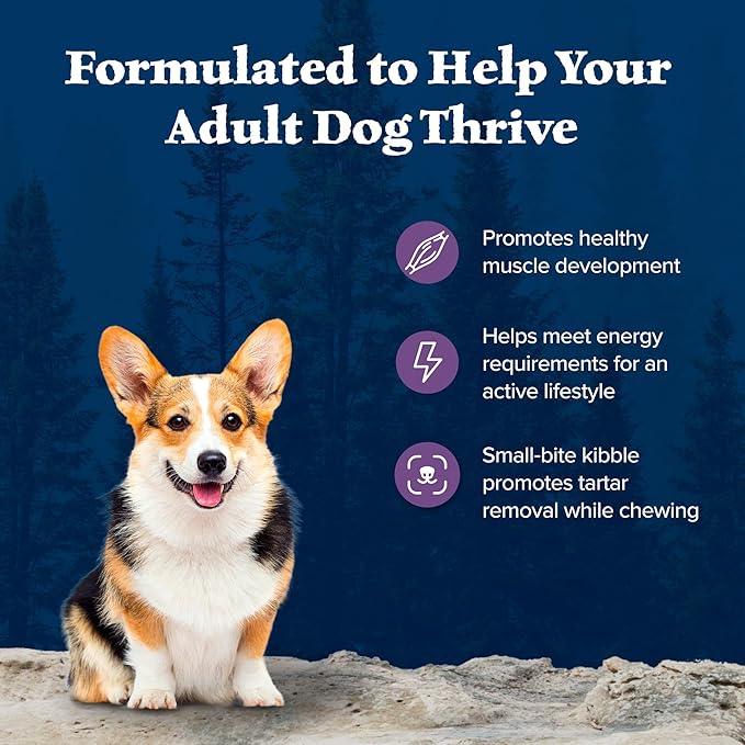 Blue Buffalo Wilderness Natural High-Protein, Small-Bite Dry Food for Adult Dogs, with Wholesome Grains, Chicken, 28-lb Bag