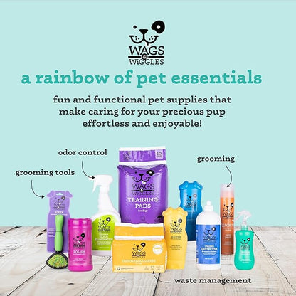 Wags & Wiggles Hypoallergenic Dog Wipes for Sensitive Skin, Fragrance Free Waterless Cleansing Towelettes for Paws Face Body & Rear, No SLS DEA Parabens, 100 Count