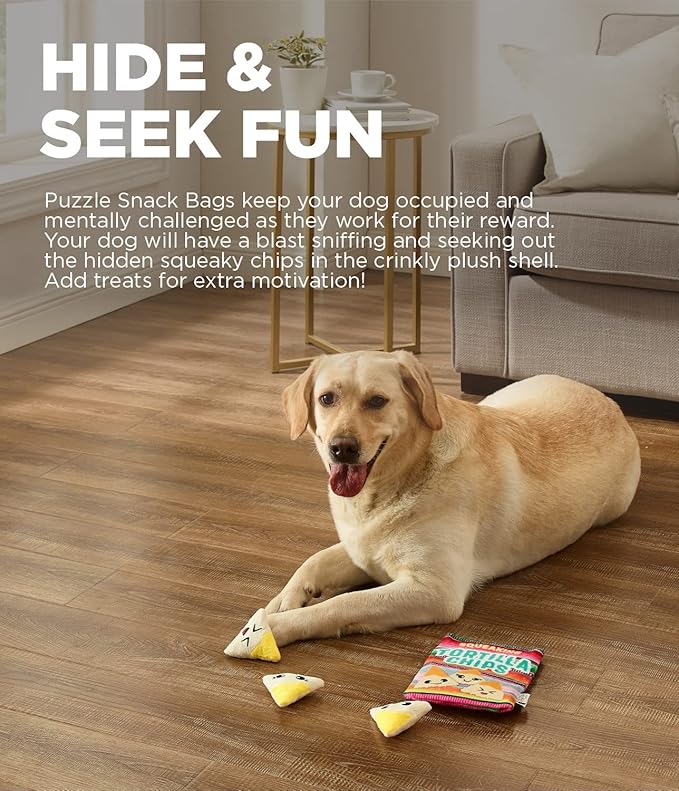 Outward Hound Snack Bag Tortilla Chips Puzzle Squeaky Dog Toys
