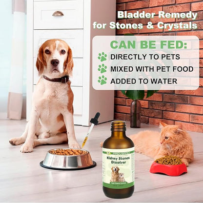Dog & Cat Bladder Crystals Treatment or Stone, Bladder Kidney Stones Dissolver for Pet, Cat Dog Urinary Tract Supplements for Kidney and Bladder Stones, Urinary Free The Flow, 2 fl oz, 59ml