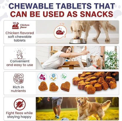 Flea and Tick Prevention for Dogs Chewable Omega Skin and Coat Chews for Dogs Natural Pet Oral Flea Chewables Increase Hair Shine Nutritional Supplements 200 Soft All Breeds Ages Chicken Flavor