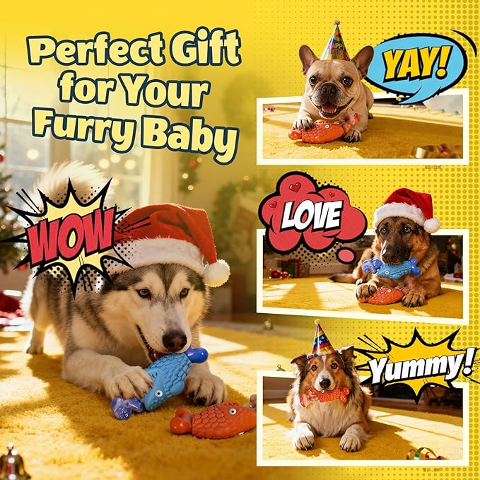 Kseroo Tough Dog Toys for Aggressive Chewers: 2 Pack Indestructible Dog Toys to Keep Them Busy, Tough Chew Toys for Large Dogs, Nylon & Rubber Dog Chew Bones, Squeaky Dog Toy for Large Breed