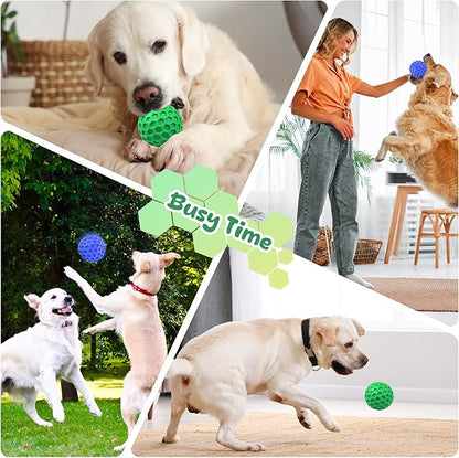 Tough Dog Chew Toys for Aggressive Chewers, Indestructible Dog Balls for Aggressive Chewers, Squeaky Toys for Large Dogs, Squeaky Balls for Dogs, Interactive Funny Heavy Duty Ball