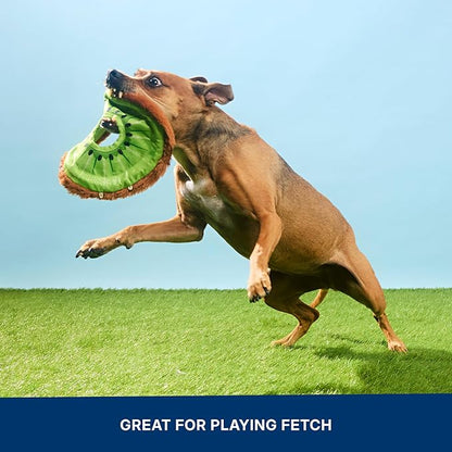 Barkbox Kiweeeee! Flying Disc Dog Toy | Fluff-Free Crinkle Disc with T-Shirt Rope Edge | Durable Fetch Toy for Dogs & Puppies Who Love to Toss & Chase