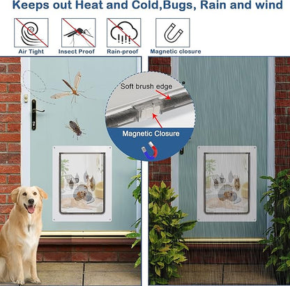 CEESC Large Dog Door for Pets Up to 100 lb, Weatherproof Pet Door for Cats and Dogs, Durable, Snap-in Closing Panel Included, Suitable for Interior and Exterior Doors (Large, White)