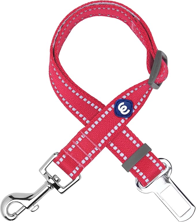 Blueberry Pet Essentials Pastel Color Reflective Dog Seat Belt Tether, Very Berry, Durable Safety Car Vehicle Seatbelts Leads Use with Harness