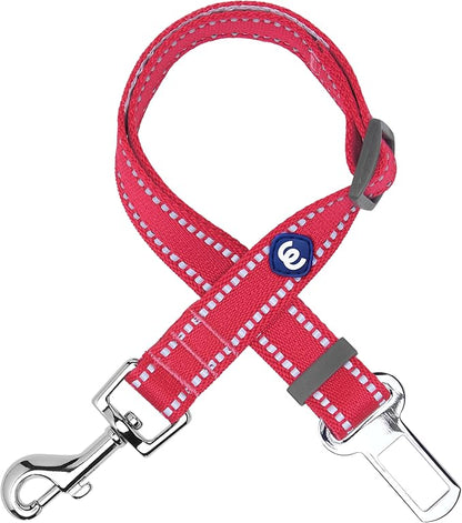 Blueberry Pet Essentials Pastel Color Reflective Dog Seat Belt Tether, Very Berry, Durable Safety Car Vehicle Seatbelts Leads Use with Harness