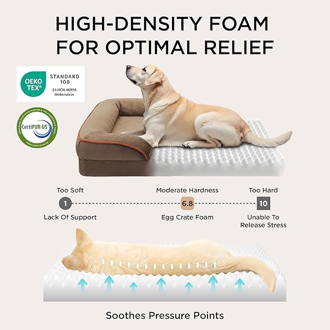Bedsure Jumbo Orthopedic Dog Bed for Extra Large Dogs - Washable XLarge Dog Cat Bed Waterproof, Comfort Dogs Couch Sofa with Washable Removable Cover, Pet Bed with Nonskid Bottom, Brown, 45"