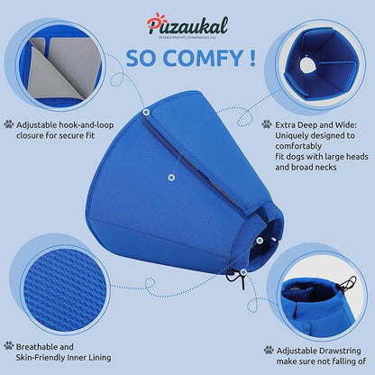 Dog Cone Collar - Soft Elizabethan Collar for Dogs After Surgery, Comfy Cone for Dogs to Stop Licking, Adjustable Dog Cone Alternative for Wound Healing (Navy S)