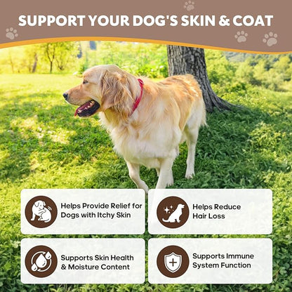 Dog Allergy Relief Chews Immune Support for Dogs with Probiotics for Itchy Skin and Hot Spots Allergies Relief, Paw Licking, Dry Skin & Coat Supplement Itching Relief Bites - 120 Ct