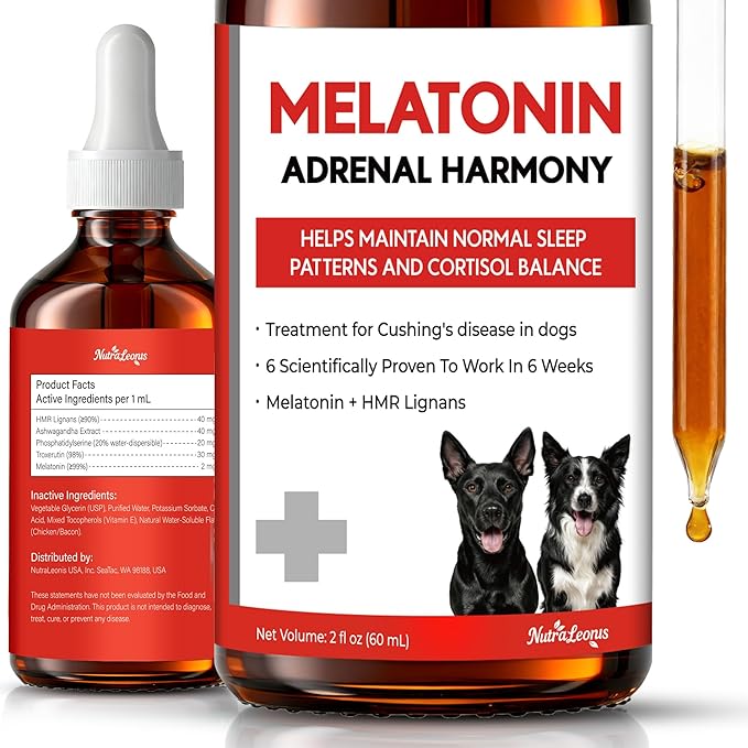 Аdrеnаl Balance for Dogs-Promotes Healthy Adrenal Function for Cushing’s Disease-Supports Normal Sleep & Cortisol Balance-Contains Melatonin, HMR Lignans, Ashwagandha Extract & HMR Lignans, 60ml