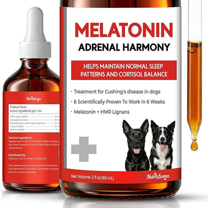 Аdrеnаl Balance for Dogs-Promotes Healthy Adrenal Function for Cushing’s Disease-Supports Normal Sleep & Cortisol Balance-Contains Melatonin, HMR Lignans, Ashwagandha Extract & HMR Lignans, 60ml