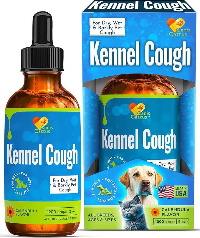 Dog Coughing Treatment Helps with Allergies, Breathing, Runny Nose, Sneezing – Herbal Kennel Cough Treatment for Dogs & Cats for Throat Care – Liquid Supplement and Breeds – 2-oz Bottle
