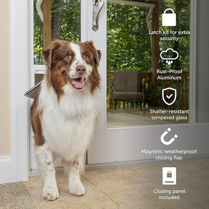 PetSafe Sliding Glass Pet Door - No-Cut DIY Install Doggy Door for Renters - Aluminum Frame - Adjustable Height 75 7/8" to 80 11/16" - Ideal for Large Dogs Up to 130 lb - White