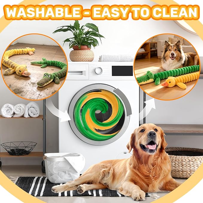LECHONG 2-Pack 40” Extra-Long Squeaky Dog Toys for Large Dogs, Soft Chew Plush Stuffed Animal Dogs Toy, Interactive Tug-of-War Dog Toys for All Dogs to Keep Them Busy