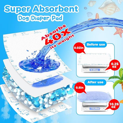 Dog Diaper Liners 150ct, Upgraded Ultra-Thin & Super Absorbent Dog Diapers Booster Pads for Male and Female Dogs, Disposable Doggy Diapers Inserts for Dog Belly Bands Wraps Period Panties (Large)