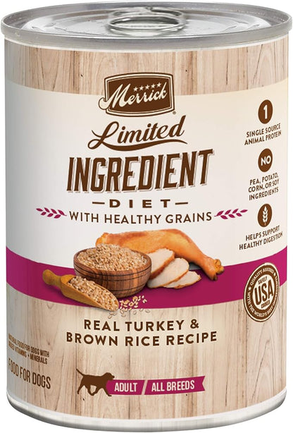 Merrick Limited Ingredient Diet with Healthy Grains Canned Wet Dog Food Turkey & Brown Rice Recipe - 12.7 oz Can