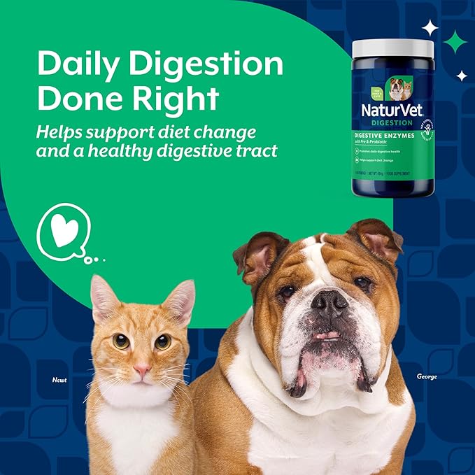 NaturVet – Digestive Enzymes - Plus Probiotics & Prebiotics – Helps Support Diet Change & A Healthy Digestive Tract – for Dogs & Cats – 1 lb Powder