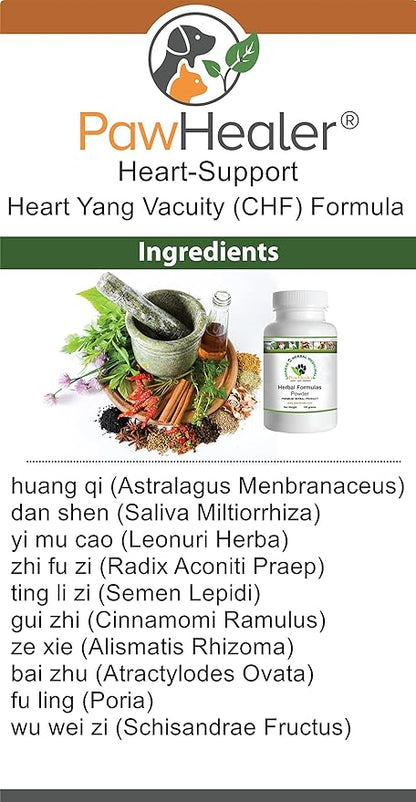 PawHealer Heart Support - Heart-Yang Vacuity (CHF) - Coughing, Gagging, Wheezing Due to Heart Condition - 100 Grams-Herbal Powder-Remedy for Dogs & Pets
