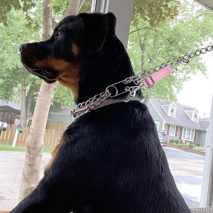 YUEPET Dog Safety Collar Clips 2 Pack Adjustable Prong Collar Backup Clips Reflective Double Ended Backup Clasp Leash Connector for Dog Harness to Collar Safety Clip(Pink+Purple)
