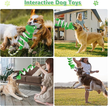 Letsmeet Interactive Squeaky Dog Toys with Pull Rope, Large Dog Tug of War Toy, Plush Puppy Chew Toys for Dental Health, Great for Small, Medium and Big Dogs