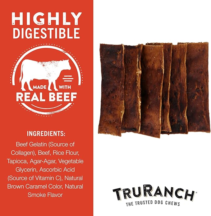 TRURANCH Collagen Chips - Collagen Dog Treats - Long Lasting Healthy Joint Support - Rawhide Alternative Chips - Skin & Coat Health - Made with Real Beef, Value Pack, 15 Bags, 7.5 lbs