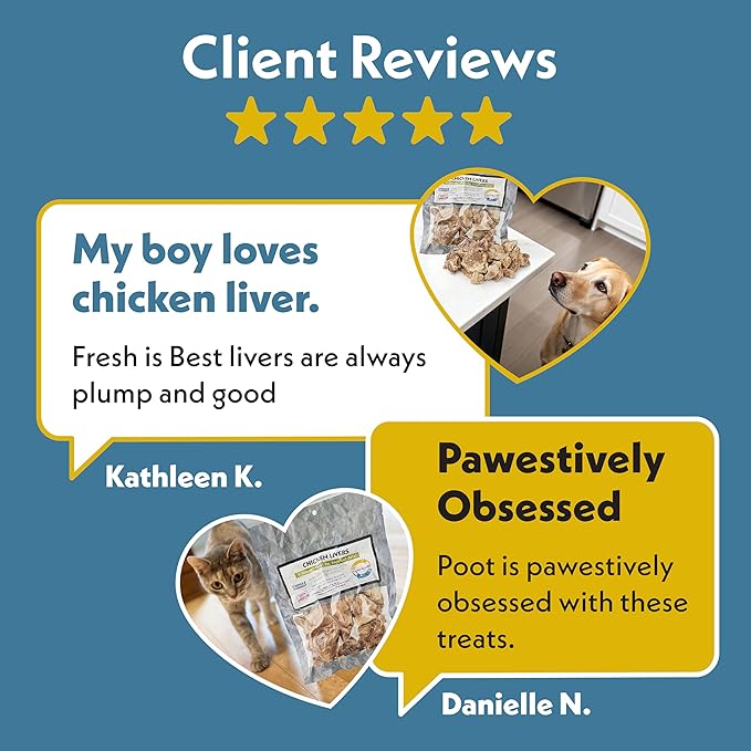Fresh Is Best Freeze Dried Dog Treats - Raw Freeze Dried Chicken Liver Treats for Dogs & Cats - Chicken Livers in Resealable Zipper Bag - High-Protein Single Ingredient Dog Treat - Made in the USA