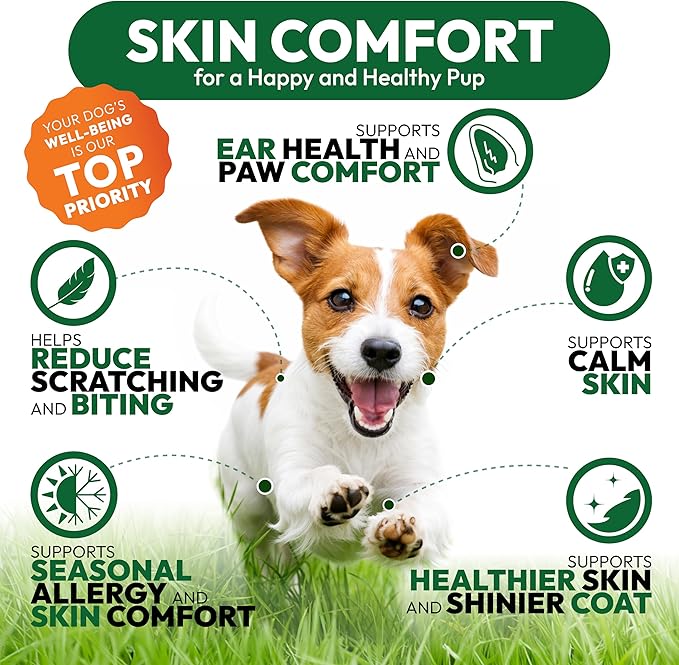 Dog Allergy Relief Chews - 170 Dog Allergy Chews - Itch Relief for Dogs - Omega 3 Fish Oil, Probiotics For Itchy Skin & Hot Spots Allergies, Paw Licking, Dry Skin & Coat Supplement - Beef Liver Flavor