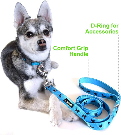 EcoBark Dog Leash - Soft & Reflective Comfort Leashes with Padded Handle - Safe, Strong, & Durable for Small, Medium or Large Dogs (Sky Blue)
