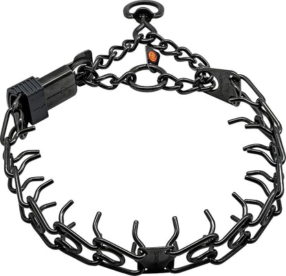 Herm Sprenger Black Stainless Steel Dog Collar with Short Links and Quick Release ClicLock Buckle Made in Germany (20in x 3.0mm (Neck Size up to 16-17in)