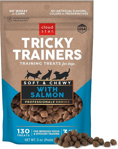 Cloud Star Tricky Trainers Chewy Dog Treats, Salmon, 5 oz. Pouch