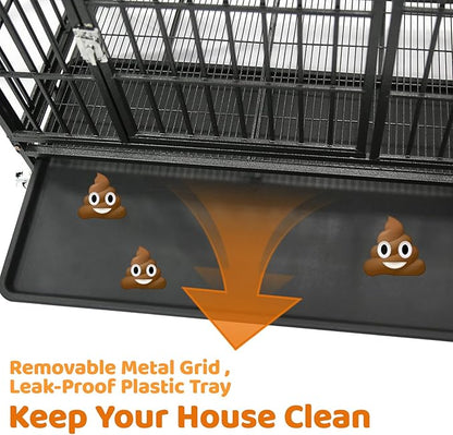Homey Pet 3 Pack Three Levels 37 Inch Dog Crate, Escape Proof Dog Cage Kennel Indoor with Top Access and Lockable Wheels, Removable Tray, Heavy Duty Dog Crates for Medium/Small Dogs