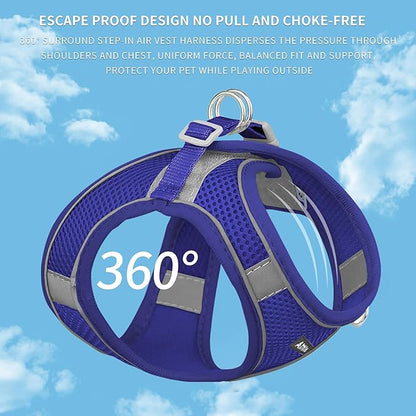 AIITLE Easy Walk Dog Harness and Leash Set - Pet Supply No Pull, Step in Adjustable Dog Harness with Padded Vest, Dog Harness No Choke Over, Easy to Put on Medium Dogs Royal Blue L