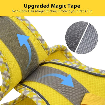 AIITLE XXS Dog Harness & Leash Set - Breathable Reflective No-Choke Small Dog Harness for Teacup Puppies, Indoor/Outdoor Use - Boston Terrier, Maltese, Chihuahua (Yellow, XXS)