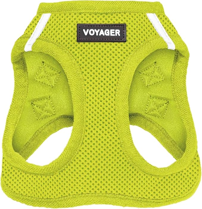 Best Pet Supplies Voyager Step-in Air Harness - All Weather Mesh, Reflective, No Pull Harness for Dogs, Cats - Secure with Hook & Loop Fastener, Buckle, Double D-Rings - Lime Green, XXS
