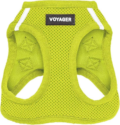 Best Pet Supplies Voyager Step-in Air Harness - All Weather Mesh, Reflective, No Pull Harness for Dogs, Cats - Secure with Hook & Loop Fastener, Buckle, Double D-Rings - Lime Green, XXS