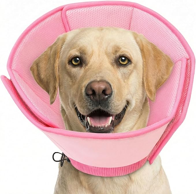 AOFITEE Soft Dog Cone Collar Anti-Licking, Dog Cone Alternative After Surgery, Elizabethan Cones for Large Dogs Post-Surgery, Neuter Recovery Pet Dogs E-Collar(Pink,X-Large)