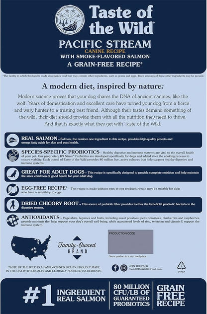Taste of The Wild Pacific Stream Grain-Free Dry Dog Food With Smoke-Flavored Salmon 28lb