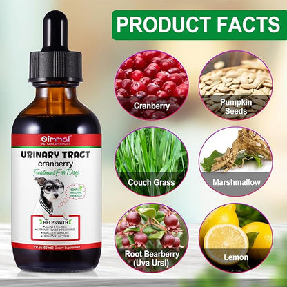 Urinary Tract for Dogs, Dog Urinary Tract Infection Treatment with Cranberry Supports Urinary Tract & Bladder, Supports Kidney Stone & Dog UTI, Pet Supplement Cranberry Supplement for Dogs - 60 ml